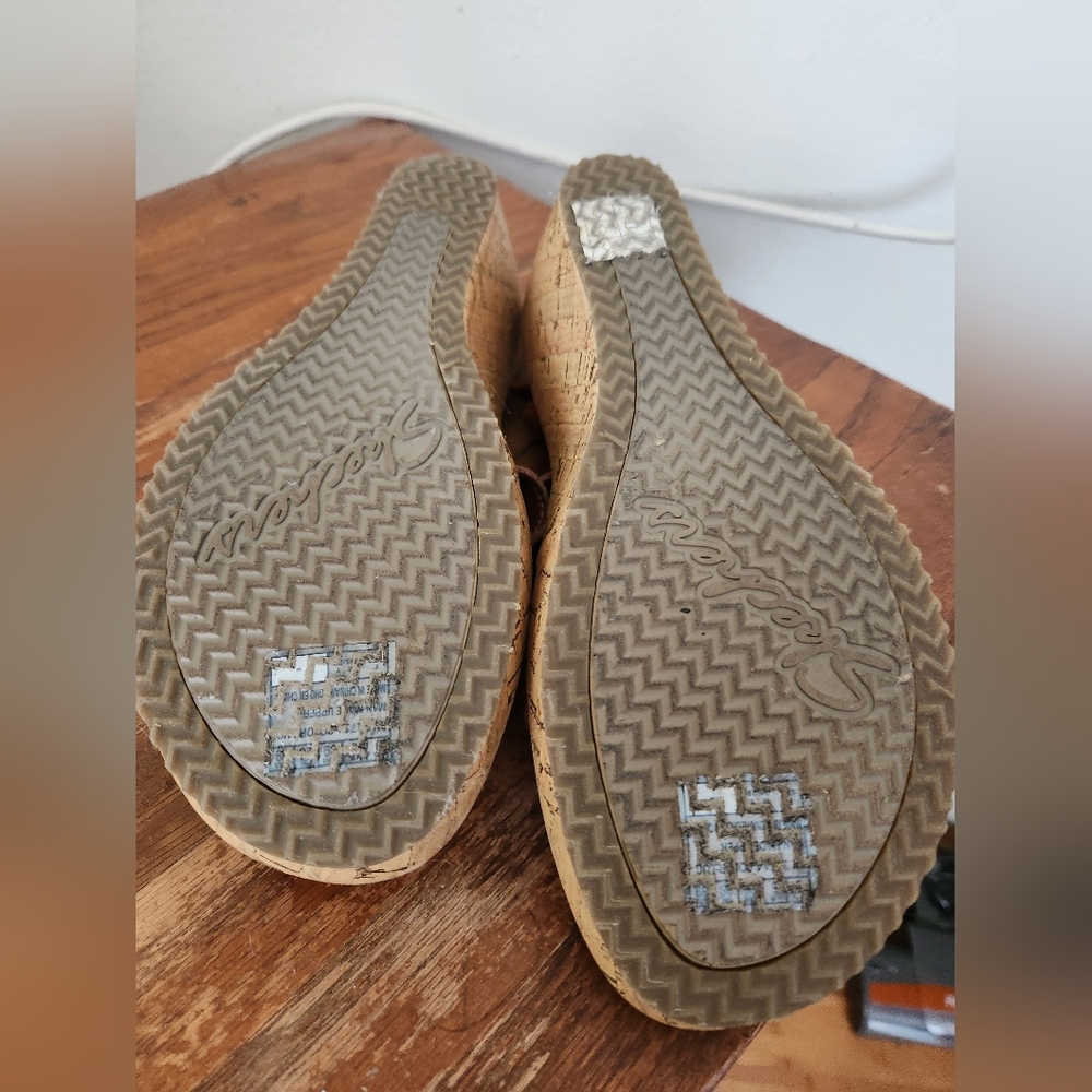 SKECHERS Women's Brown Wedge Sandals - Picture 4 of 4